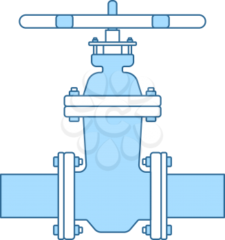 Pipe Valve Icon. Thin Line With Blue Fill Design. Vector Illustration.