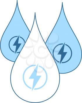 Hydro Energy Drops Icon. Thin Line With Blue Fill Design. Vector Illustration.