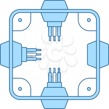 Electrical Junction Box Icon. Thin Line With Blue Fill Design. Vector Illustration.