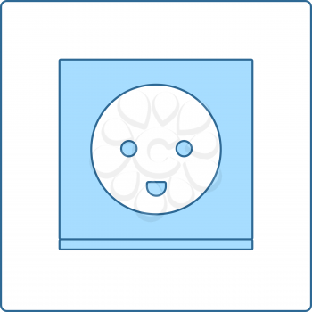 Austria Electrical Socket Icon. Thin Line With Blue Fill Design. Vector Illustration.