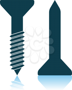 Icon Of Screw And Nail. Shadow Reflection Design. Vector Illustration.