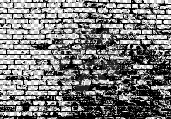 Grunge white and black brick wall background. Vector illustration.