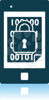 Mobile Security Icon. Shadow Reflection Design. Vector Illustration.