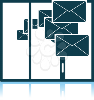 Mailing Icon. Shadow Reflection Design. Vector Illustration.