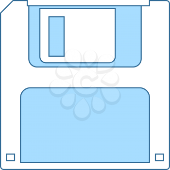 Floppy Icon. Thin Line With Blue Fill Design. Vector Illustration.