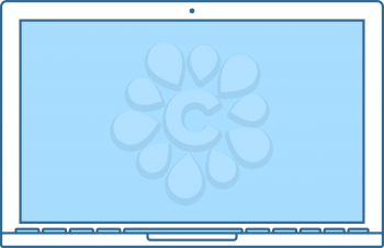 Laptop Icon. Thin Line With Blue Fill Design. Vector Illustration.