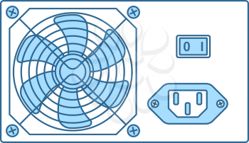 Power Unit Icon. Thin Line With Blue Fill Design. Vector Illustration.