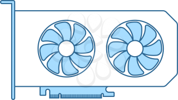 GPU Icon. Thin Line With Blue Fill Design. Vector Illustration.