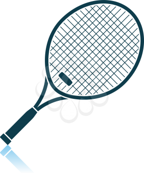 Tennis Racket Icon. Shadow Reflection Design. Vector Illustration.