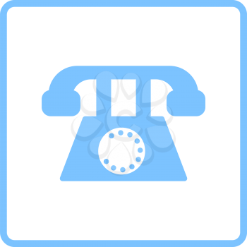 Old Phone Icon. Blue Frame Design. Vector Illustration.