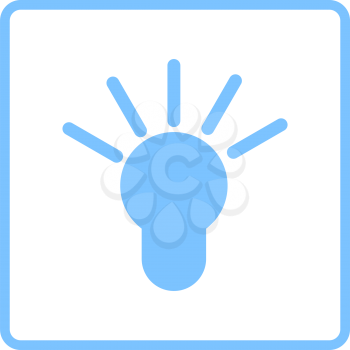 Idea Lamp Icon. Blue Frame Design. Vector Illustration.