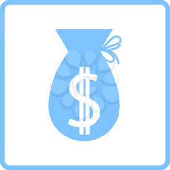 Money Bag Icon. Blue Frame Design. Vector Illustration.