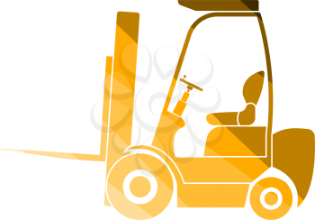 Warehouse Forklift Icon. Flat Color Ladder Design. Vector Illustration.
