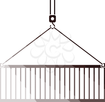Crane Hook Lifting Container. Flat Color Ladder Design. Vector Illustration.