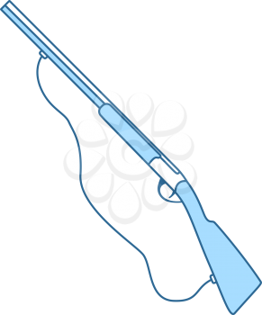 Hunt Gun Icon. Thin Line With Blue Fill Design. Vector Illustration.