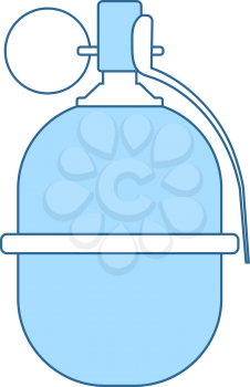 Attack Grenade Icon. Thin Line With Blue Fill Design. Vector Illustration.