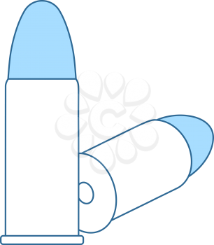 Pistol Bullets Icon. Thin Line With Blue Fill Design. Vector Illustration.