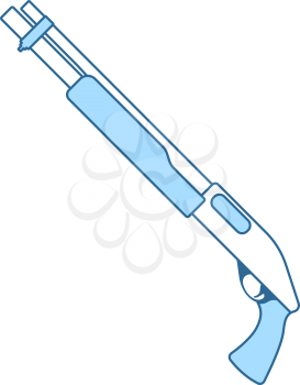 Pump-action Shotgun Icon. Thin Line With Blue Fill Design. Vector Illustration.