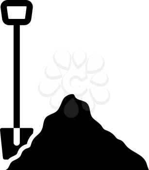 Icon Of Construction Shovel And Sand. Black Stencil Design. Vector Illustration.
