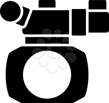3d Movie Camera Icon. Black Stencil Design. Vector Illustration.