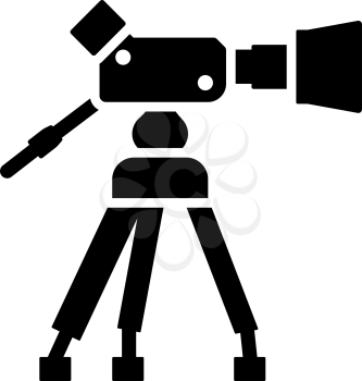 Movie Camera Icon. Black Stencil Design. Vector Illustration.