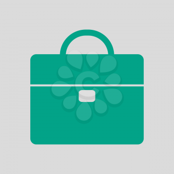 Briefcase Icon. Green on Gray Background. Vector Illustration.