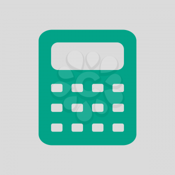 Calculator Icon. Green on Gray Background. Vector Illustration.