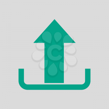 Upload Icon. Green on Gray Background. Vector Illustration.