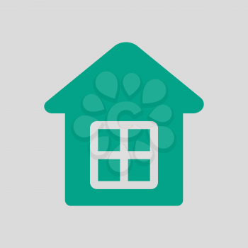 Home Icon. Green on Gray Background. Vector Illustration.