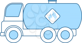 Oil Truck Icon. Thin Line With Blue Fill Design. Vector Illustration.