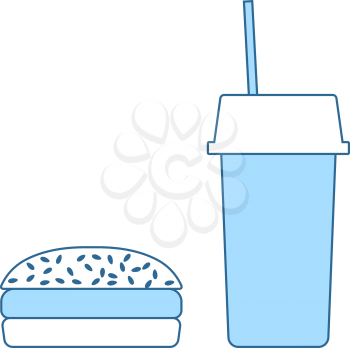 Fast Food Icon. Thin Line With Blue Fill Design. Vector Illustration.