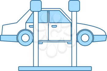 Car Lift Icon. Thin Line With Blue Fill Design. Vector Illustration.