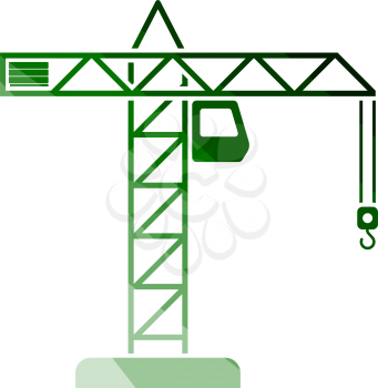 Icon Of Crane. Flat Color Ladder Design. Vector Illustration.