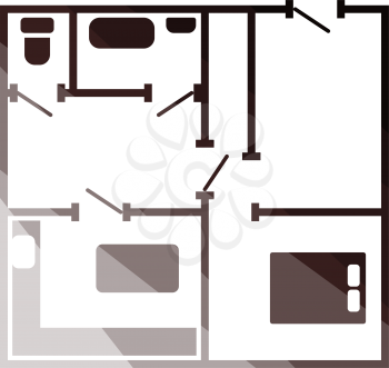 Icon Of Apartment Plan. Flat Color Ladder Design. Vector Illustration.