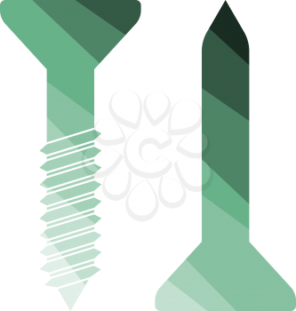 Icon Of Screw And Nail. Flat Color Ladder Design. Vector Illustration.