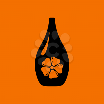 Essential Oil Icon. Black on Orange Background. Vector Illustration.