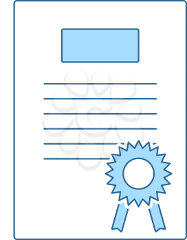 Diploma Icon. Thin Line With Blue Fill Design. Vector Illustration.