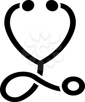 Stethoscope Icon. Black Stencil Design. Vector Illustration.