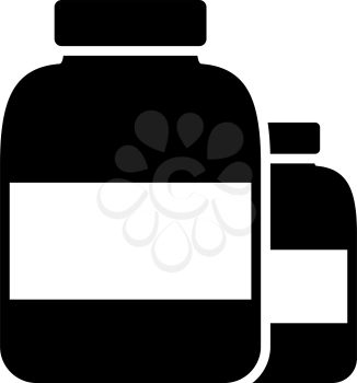 Pills Container Icon. Black Stencil Design. Vector Illustration.