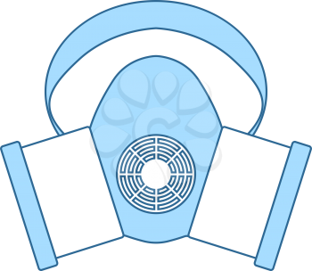 Dust Protection Mask Icon. Thin Line With Blue Fill Design. Vector Illustration.