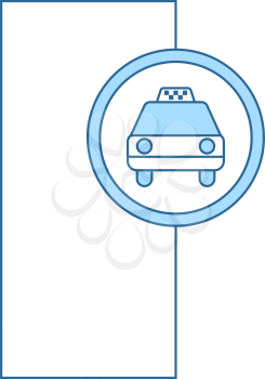 Taxi Station Icon. Thin Line With Blue Fill Design. Vector Illustration.