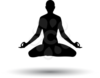 Lotus Pose Icon. Black on White Background With Shadow. Vector Illustration.