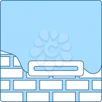 Icon Of Plastered Brick Wall. Thin Line With Blue Fill Design. Vector Illustration.