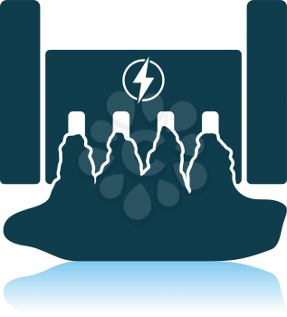 Hydro Power Station Icon. Shadow Reflection Design. Vector Illustration.