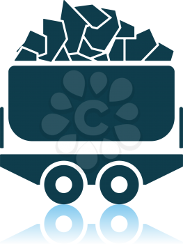 Mine Coal Trolley Icon. Shadow Reflection Design. Vector Illustration.