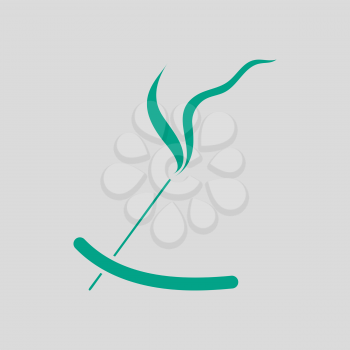 Incense Sticks Icon. Green on Gray Background. Vector Illustration.