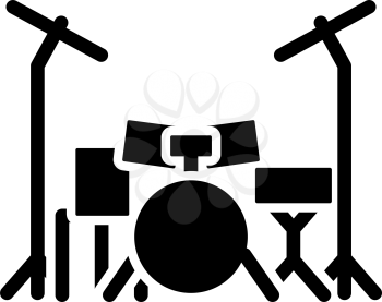 Drum Set Icon. Black Stencil Design. Vector Illustration.