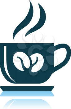 Coffee Cup Icon. Shadow Reflection Design. Vector Illustration.