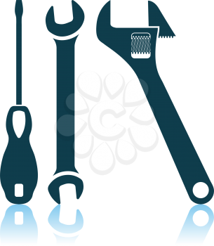 Wrench And Screwdriver Icon. Shadow Reflection Design. Vector Illustration.