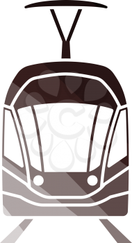Tram Icon Front View. Flat Color Ladder Design. Vector Illustration.